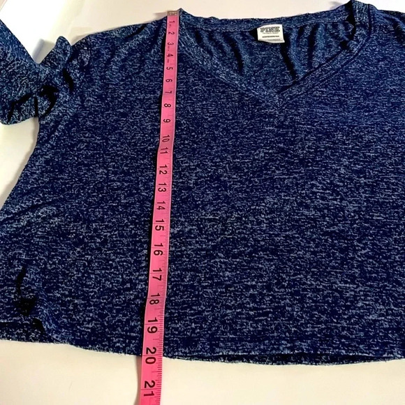 PINK oversized top xs long sleeved marbled v neck blue top comfy lounge top - Picture 4 of 6